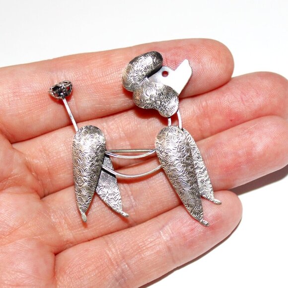 Vintage 1960s Modernist Beau Sterling Silver Poodle Brooch Pin - Picture 5 of 5
